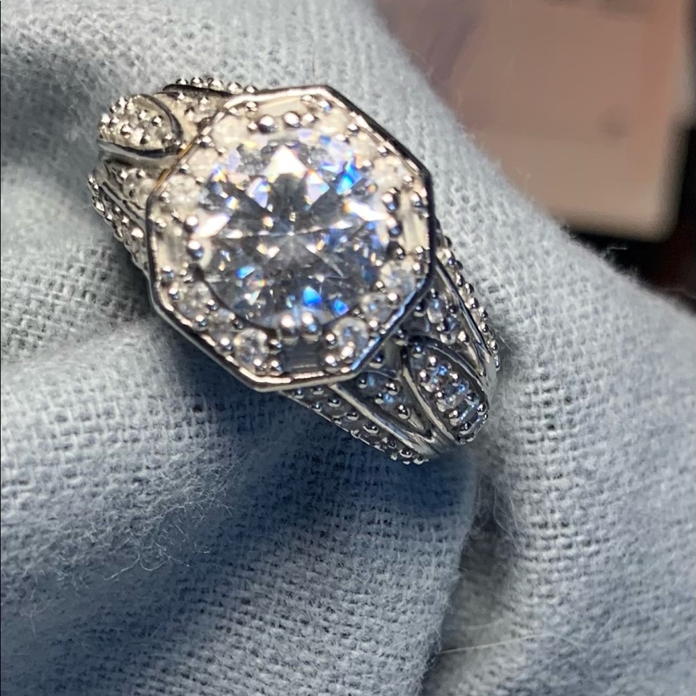 LaFonn Platinum-Plated Simulated Diamond Ring 2.04. Size 8